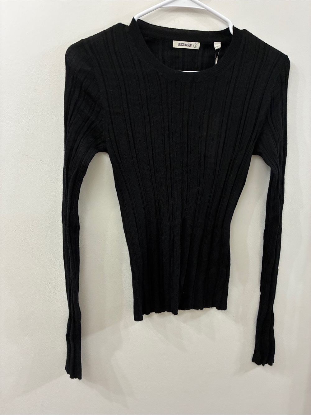 Buck Mason - NWT - Black Ribbed Long-Sleeve featherweight - small
